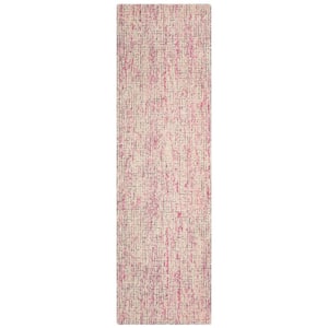 Abstract Ivory/Pink 2 ft. x 8 ft. Geometric Runner Rug