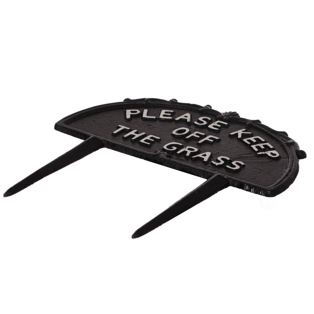 Black Decorative Cast Iron Please Keep Off Grass Yard Sign