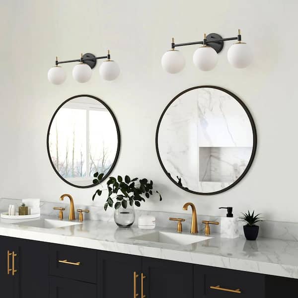 aiwen 22.05 in. Modern 3-Light Black and Gold Vanity Light