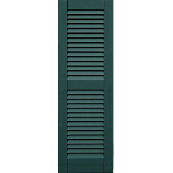 Winworks Wood Composite 15 in. x 47 in. Louvered Shutters Pair #633 Forest Green