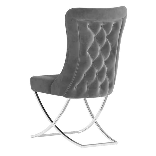 Ottomanson Majestic Grey Silver Upholstered Dining Side Chair Set