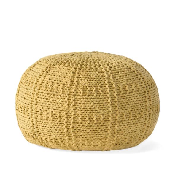 Unbranded Yellow Cotton Round 20 in. Pouf