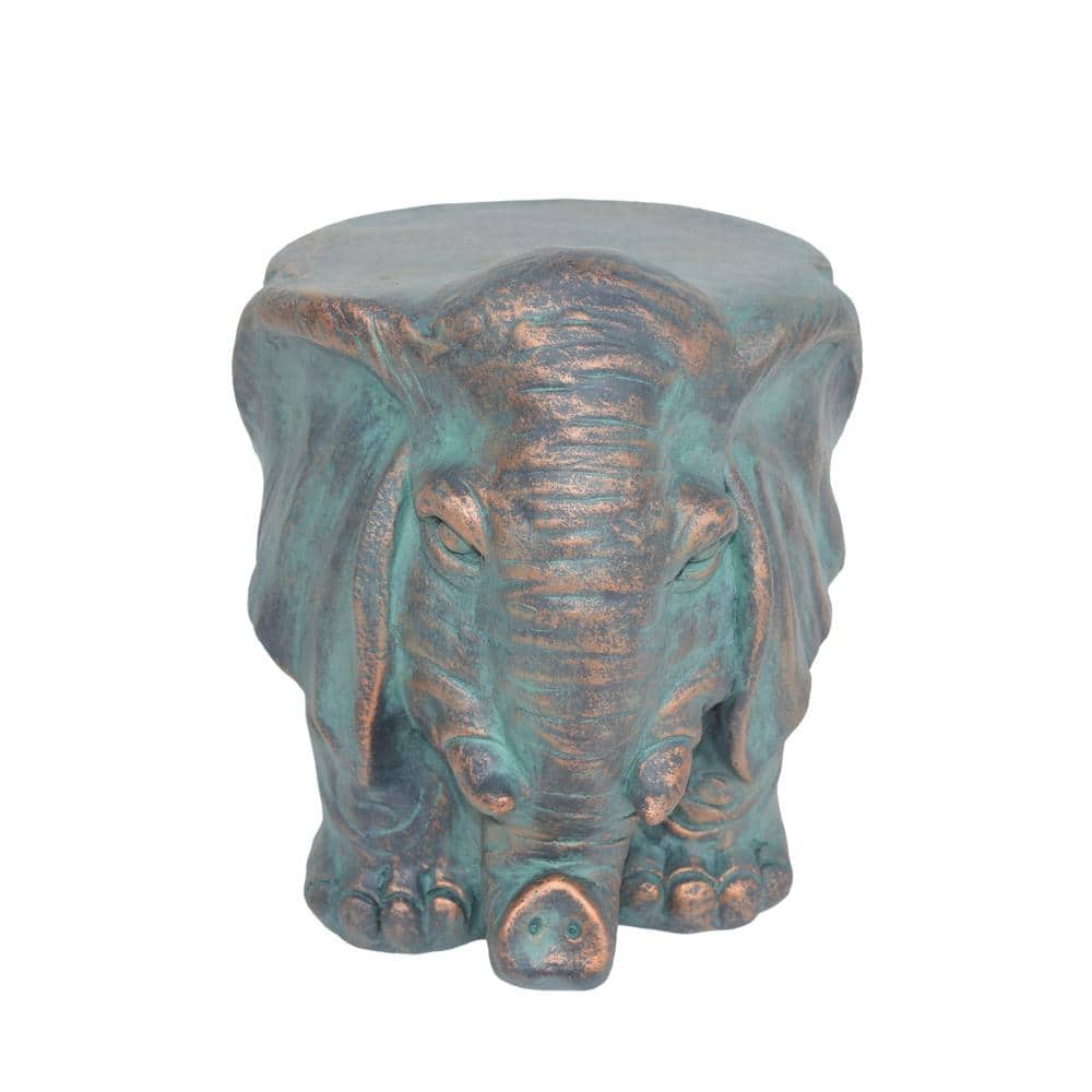 Elephant Garden Stool, Copper Patina, Garden Statues