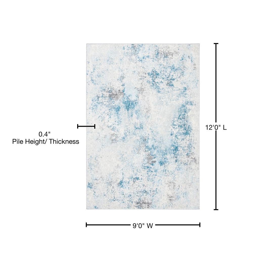 Boho-Chic Ivory/Blue Synthetic 9' x 12' Reversible Area Rug