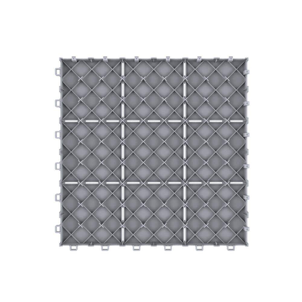 Gray Polypropylene Interlocking Outdoor Deck Tiles 12" x 12" Set