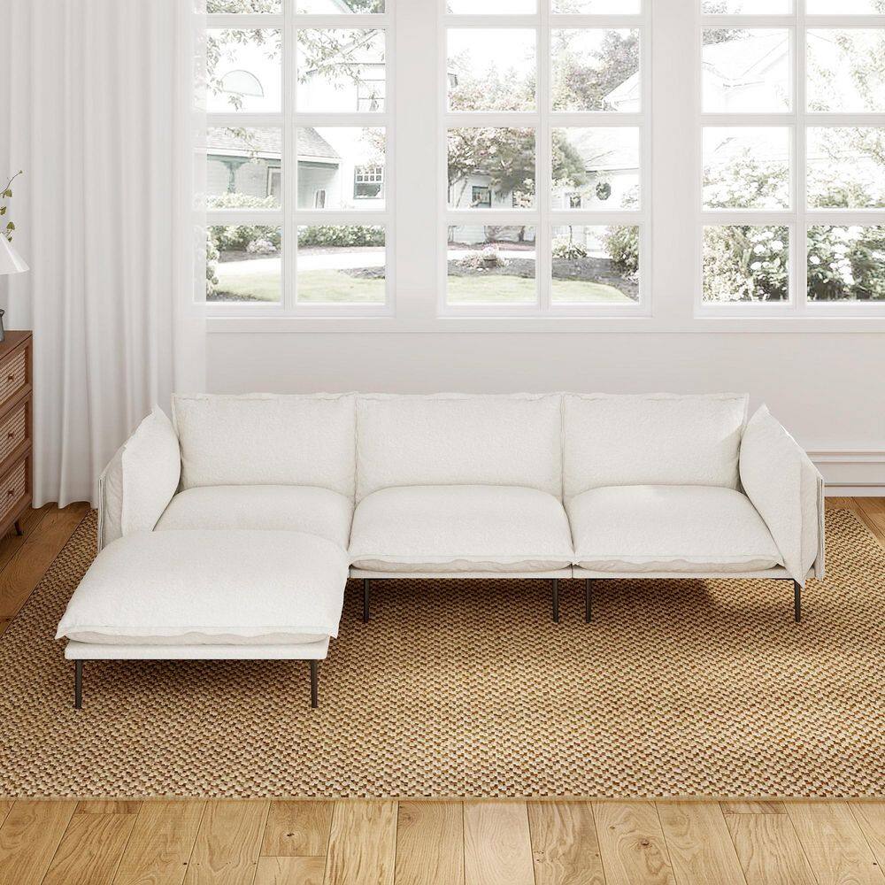 Minimalist 111 in. 4-Piece Tapered Arm Velvet Sectional Sofa, L-shaped Couch with Ottoman for Home, Apartment in. Beige price history on PriceWatchPro