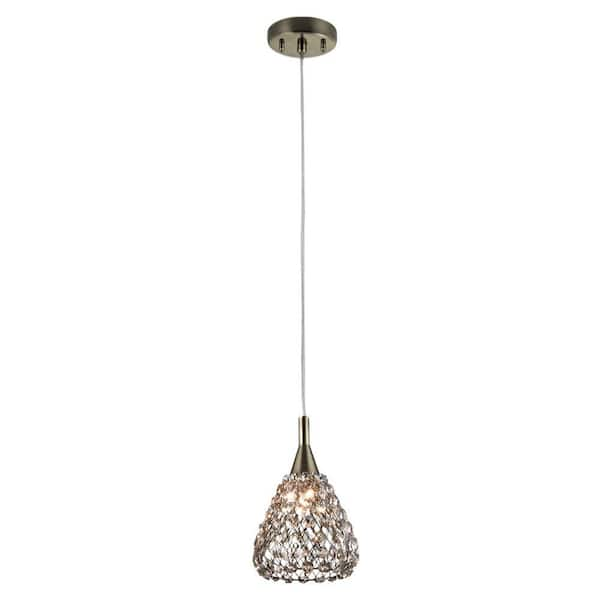 Home Decorators Collection Minnie 1-Light Antique Bronze Mini Pendant with Cognac Crystal Shade