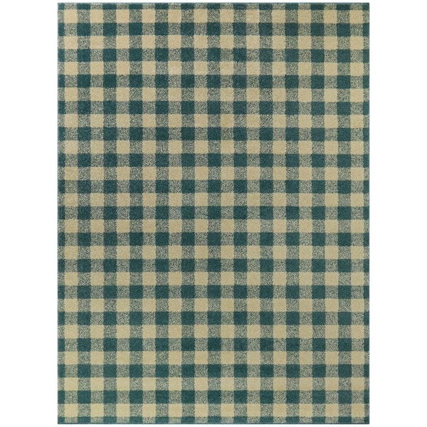 BALTA Rogers Blue 5 ft. x 7 ft. Gingham Area Rug