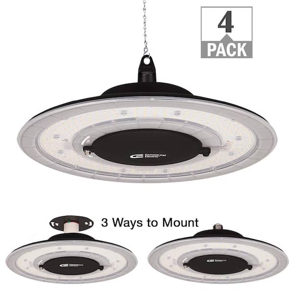 12 in. 12000 Lumens 100W Thin Profile LED High Bay Light 120-277V Suspension E26 Adaptor Lamp Holder Mount (4-Pack)