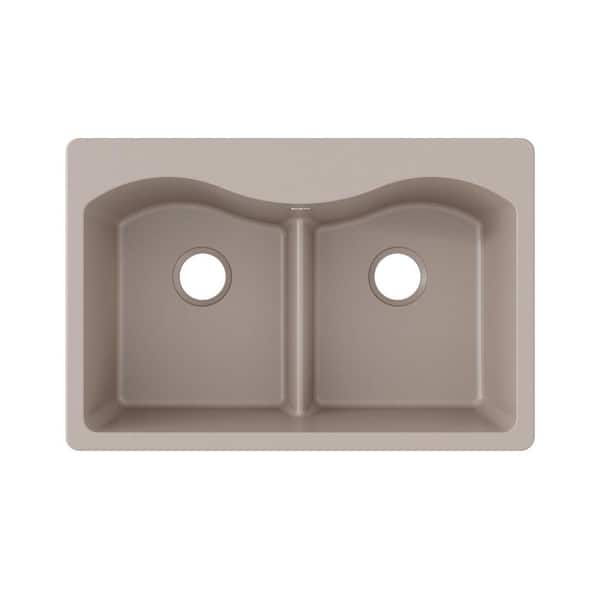 Elkay Quartz Classic  33in. Drop-in 2 Bowl  Greige Granite/Quartz Composite Sink Only and No Accessories