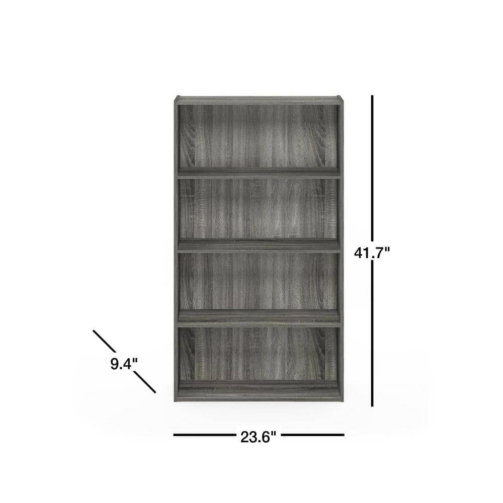 French Oak Grey 4-Tier Wood Open Shelf Bookcase