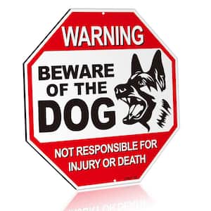 12 in. x 12 in. Beware of The Dog Aluminum Warning Sign, No Responsible for Injury or Death Warning Dog Sign