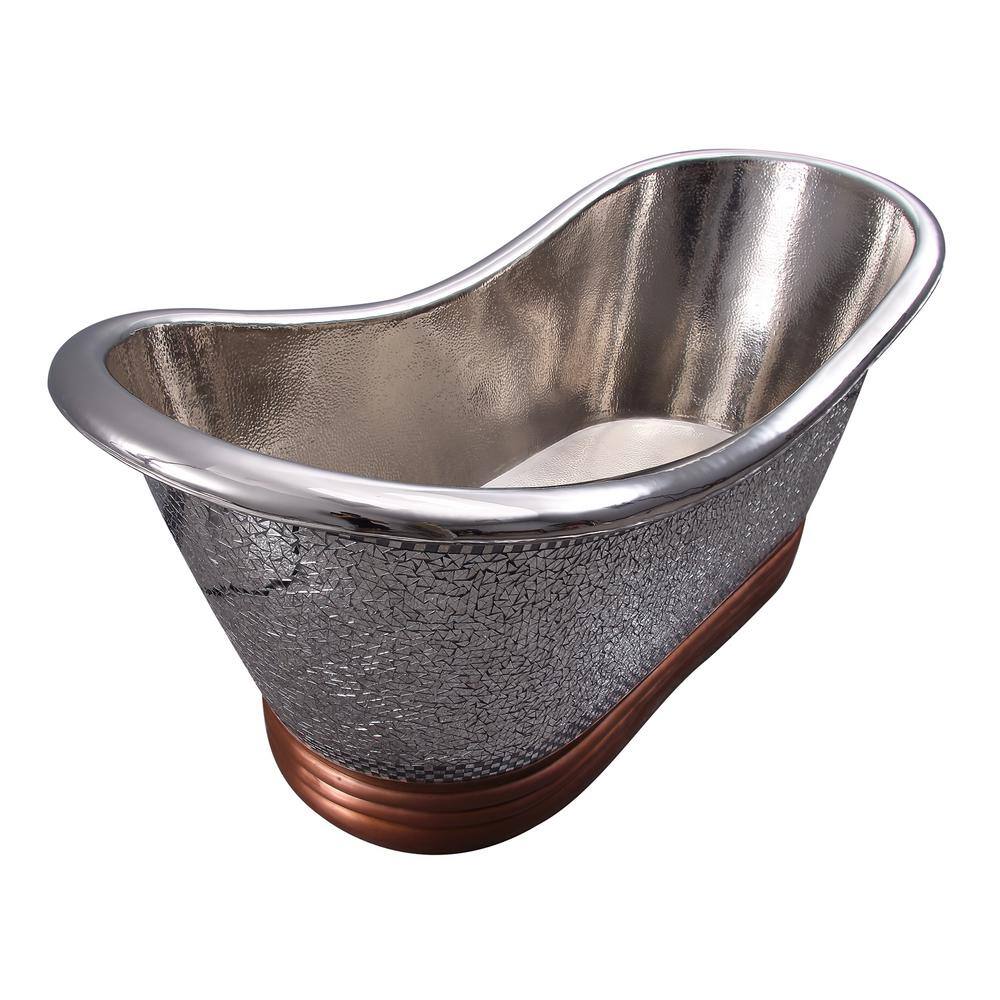 Antique Copper and Nickel Freestanding Double Slipper Tub