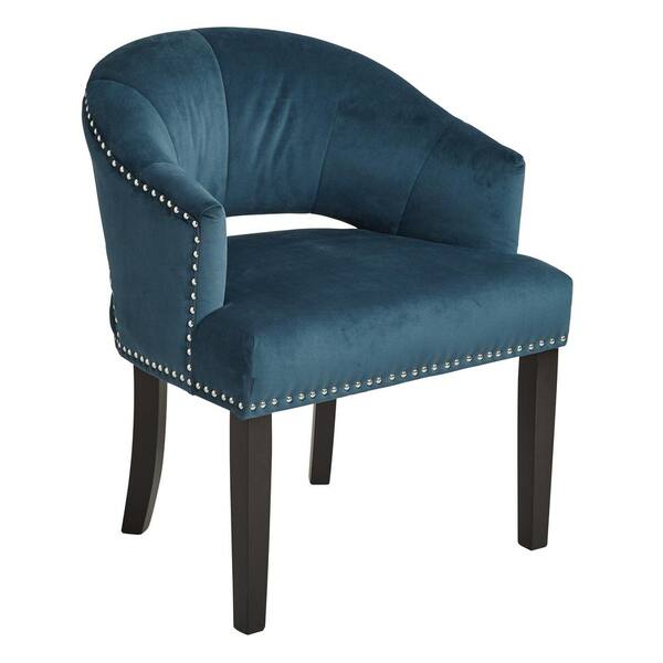 OSP Home Furnishings Vivian Chair with Silver Nailhead Trim and Dark Espresso Legs in Azure Velvet Fabric