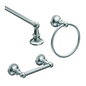Vale 3-Piece Bath Hardware Set with 24 in. Towel Bar, Paper Holder, and Towel Ring in Chrome