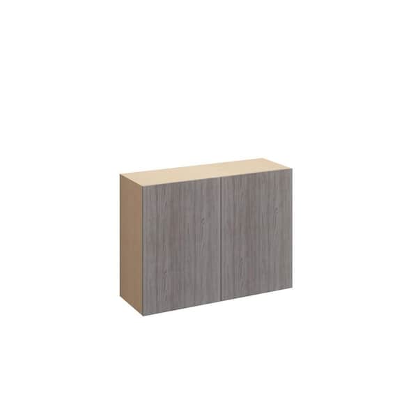 Saratoga Slab 33 in. W x 24 in. H x 12 in. D in Greywood Plywood Assembled Wall Cabinet