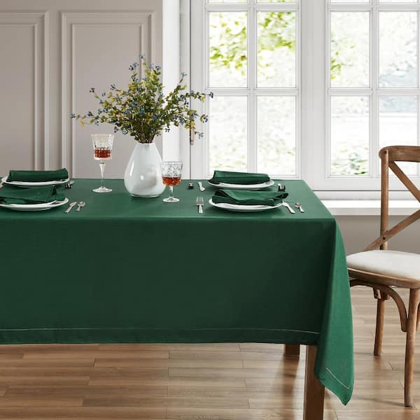 Threadmade Home Alison Eyelet Punched Border Fabric Tablecloth, Forest - 52"W x 52"L Square