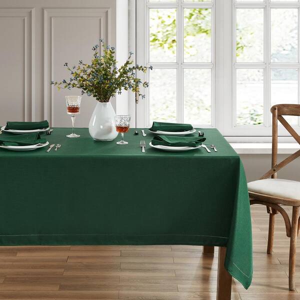 Threadmade Home Alison Eyelet Punched Border Fabric Tablecloth, Forest - 52"W x 52"L Square