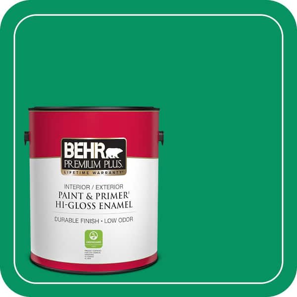 BEHR PREMIUM PLUS 1 gal. #470B-6 Emerald Lake Hi-Gloss Enamel Interior/Exterior Paint & Primer