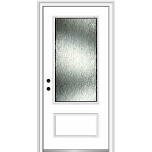 Rain Glass 36 in. x 80 in. Right-Hand Inswing 3/4 Lite 1-Panel Primed Prehung Front Door on 4-9/16 in. Frame