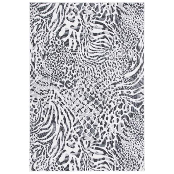 SAFAVIEH Amsterdam Ivory/Gray Doormat 3 ft. x 5 ft. Animal Print Area Rug