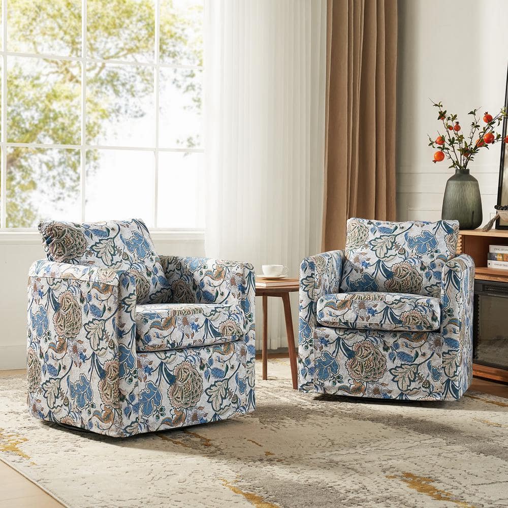 JAYDEN CREATION Benjamin Blue Modern Slipcovered Upholstered