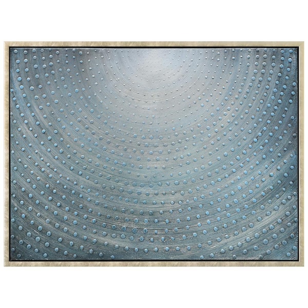 Cosmic Swirl Textured Metallic Hand Painted Blue Framed Canvas Wall Art, 30 in. x 40 in.