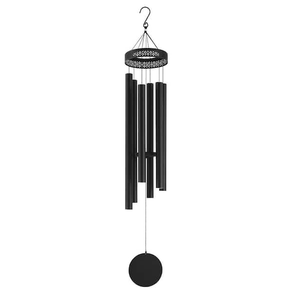 Black Wind Chimes for Outside, 58 in. Deep Tone Wind Chimes with 6 Tubes, Unique Large Memorial Wind Chimes, No Cabinet