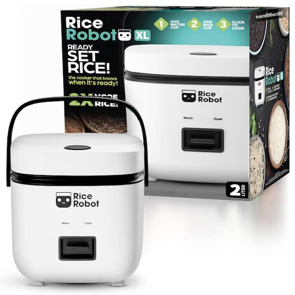 8-Cup (2L) White Space Saving Rice Cooker with Ceramic Nonstick Inner Pot