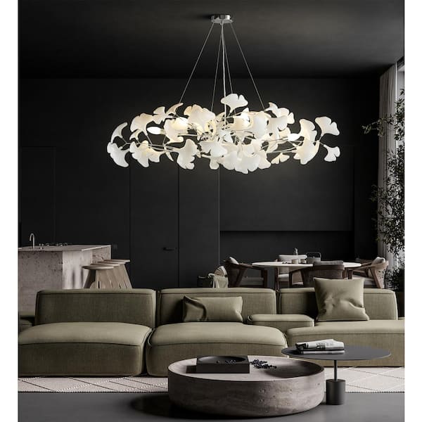 YUYI 6 Light Silver Chandelier, Luxury Ginkgo Branch Chandelier for Living Room, Dining Room, Foyer, Kitchen Island-L47 in. YXDOE62106 YUYI 6 Light Silver Chandelier, Luxury Ginkgo Branch Chandelier for Living Room, Dining Room, Foyer, Kitchen Island-L47 in. YXDOE62106