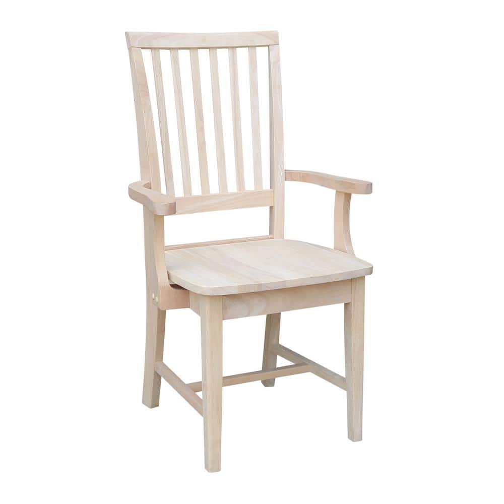 Traditional High-Back Unfinished Parawood Mission Arm Chair