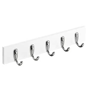15.75 in. White and Stainless Steel 5 Single Hook Rail