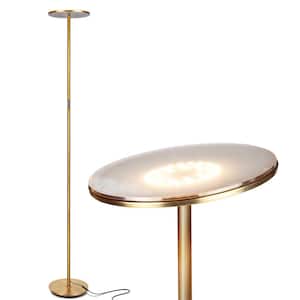 Sky 63 in. Antique Brass Industrial 1-Light Dimmable LED Floor Lamp with Adjustable Head