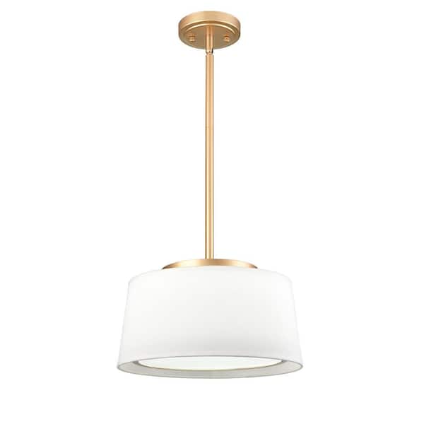 CLAXY 0-Light Brass No Decorative Accents Shaded Circle Chandelier for Dining Room;Foyer with No Bulbs Included
