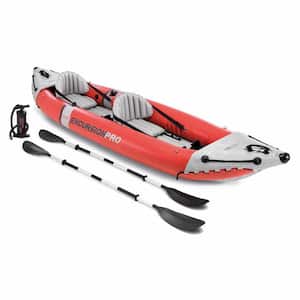 Excursion Red Pro Inflatable 2-Person Vinyl Kayak with Oars and Pump