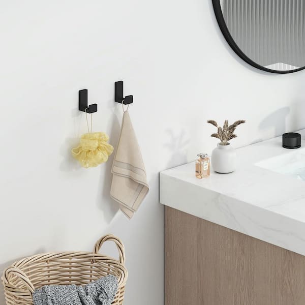 J-Hook Hook Type 4 Pack Matte Black SUS 304 Stainless Steel Wall
