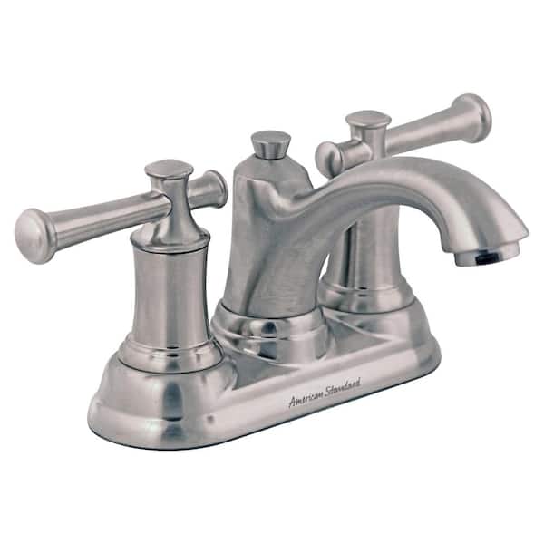American Standard Portsmouth 4 in. Centerset 2-Handle Low-Arc Bathroom Faucet with Metal Lever Handles in Brushed Nickel