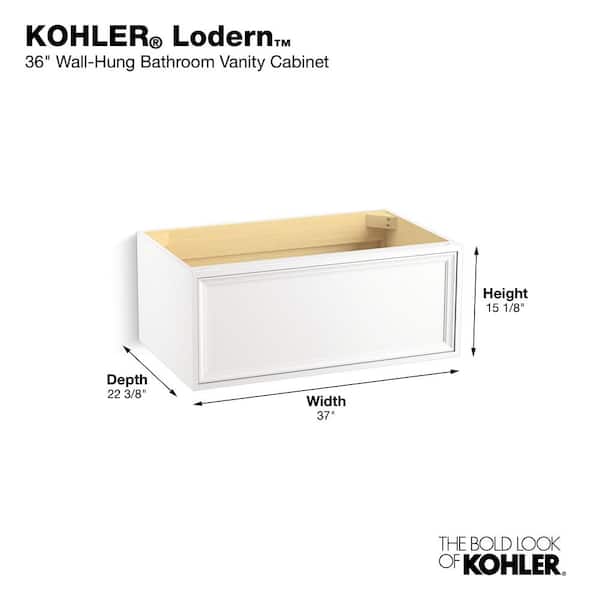 KOHLER Lodern 37 in. W x 22.4 in. D x 15.2 in. H Bathroom Vanity Cabinet without Top in Linen White