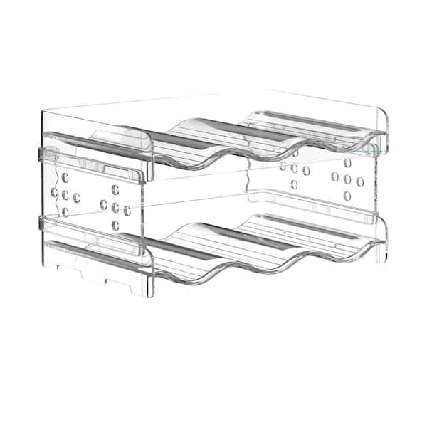 Adrinfly Clear 6-shelf Water Bottle Stackable Cup Organizer for Wine and Drink Bottles, Countertop and Pantry Kitchen Storage
