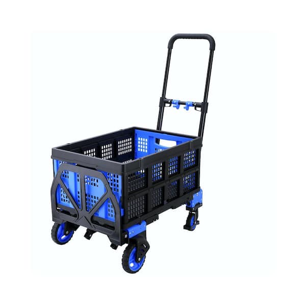 2-in-1 Folding Hand Truck Dolly with Basket, 330 lb. Capacity, Foldable Hand Cart, Retractable Handle, 4 Wheels