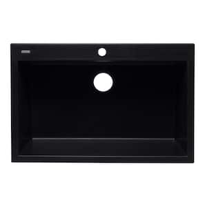 AB3322DI-BLA Drop In Granite Composite 33 in. 1-Hole Single Bowl Kitchen Sink in Black