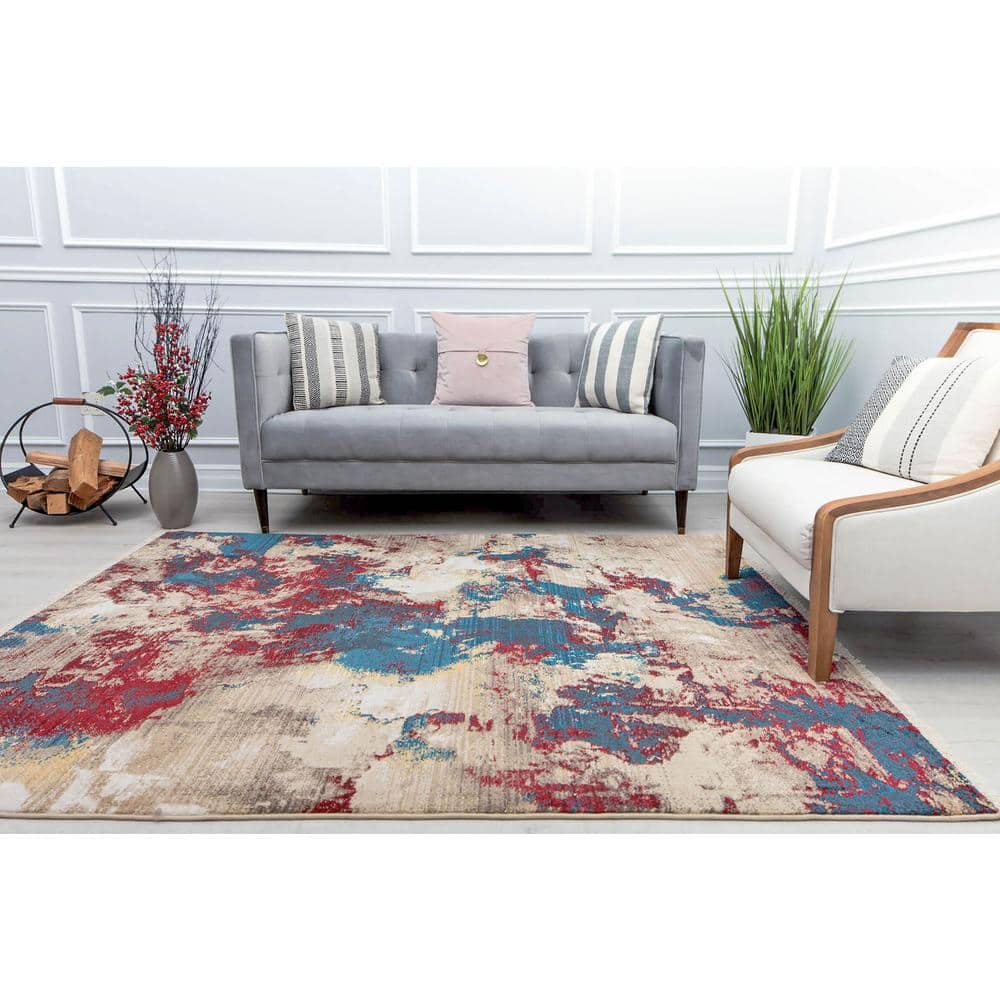Stratford Liquid Gold 18" Abstract Vintage Synthetic Cube Rug