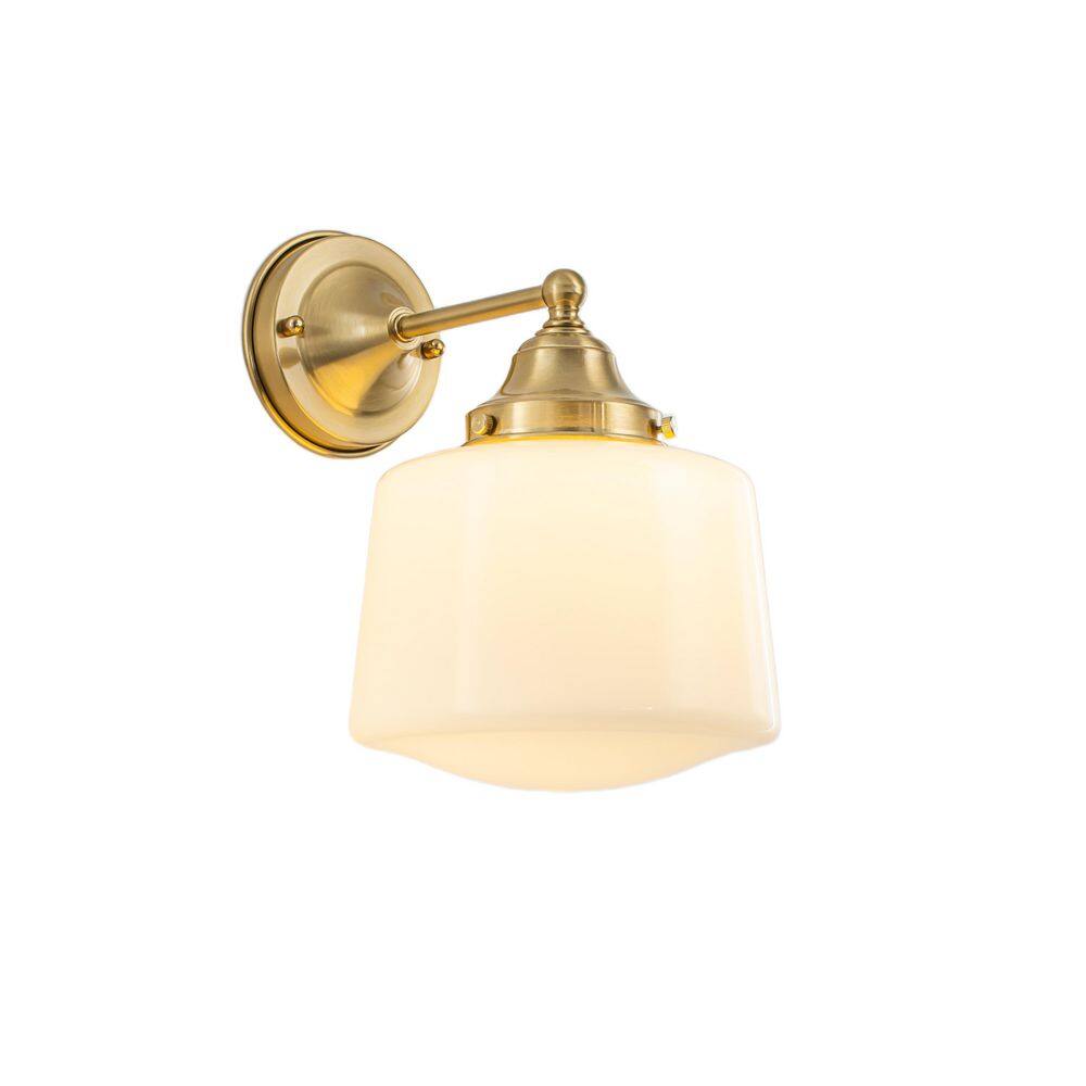 Erik 8 in. 1-Light Modern Drum Gold Bathroom Vanity Light with Milky White Glass Single Round Wall Light Beside Mirrior price history on PriceWatchPro