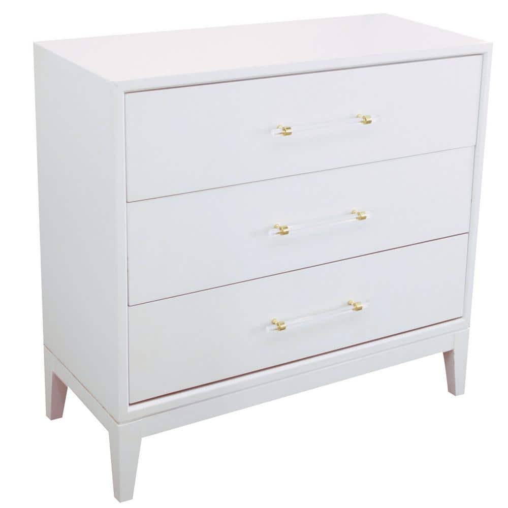 Best Master Furniture Maximillian 3Drawer White Hall Chest 34.5 in. H