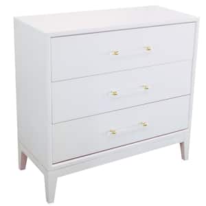 Maximillian 3-Drawer White Hall Chest 34.5 in. H x 36 in. W x 18 in. D