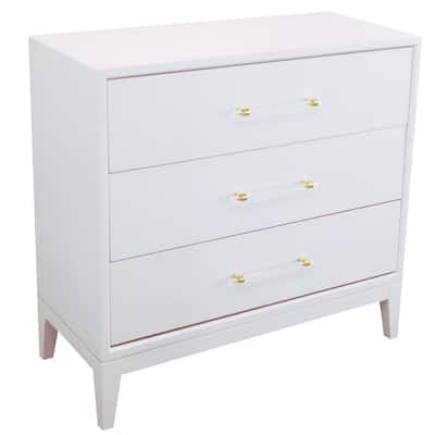 White Dresser 3 Drawer Mobile Modern Bedroom Furniture Closet c009 
