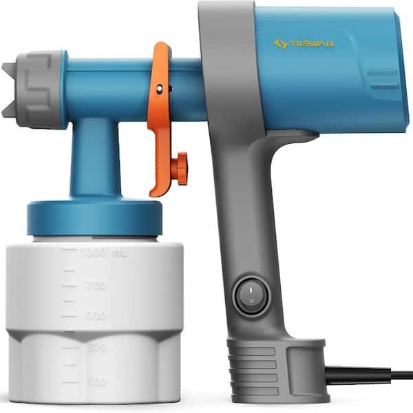 Tilswall Paint Sprayer, Shark 600 Ultra-Light HVLP Electric Spray Paint Gun (Blue, 1000ML, Milliliters)