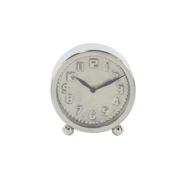 Litton Lane Silver Stainless Steel Glam Analog Tabletop Clock