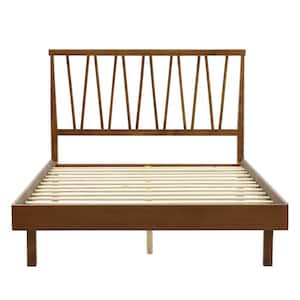 Brown Queen/Full Upholstered Headboard and Frame Platform Bed Set
