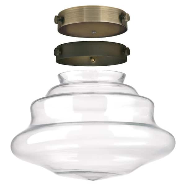 Clear Glass Schoolhouse Shade Kit, 3 1 4 Inch Fitter Glass Light Shades